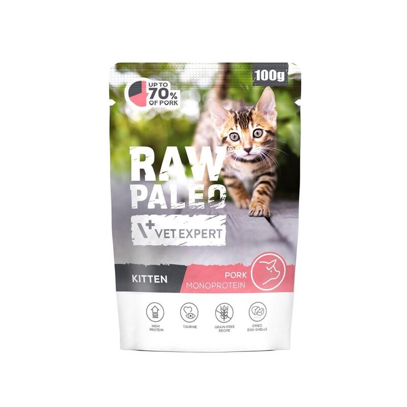 Vetexpert Raw Paleo Kitten Pork - Comida Húmeda Para Gatos - 100g