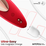 Vibrador De Braguita Silicone  Con App Silicona Doble Capa Rojo