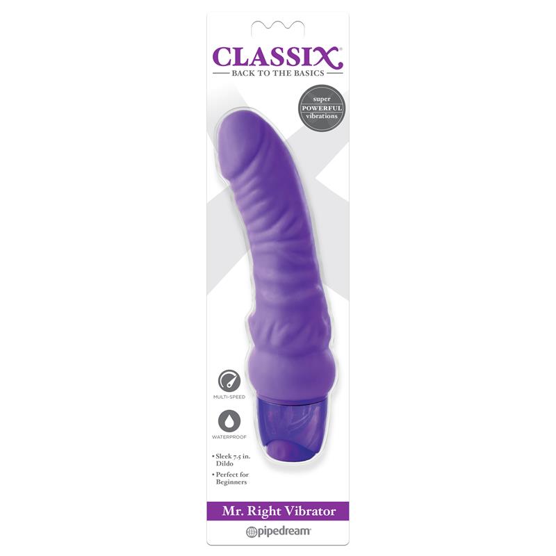 Classix - Dildo Vibrador Mr. Right Multivelocidad 15.5 Cm Morado