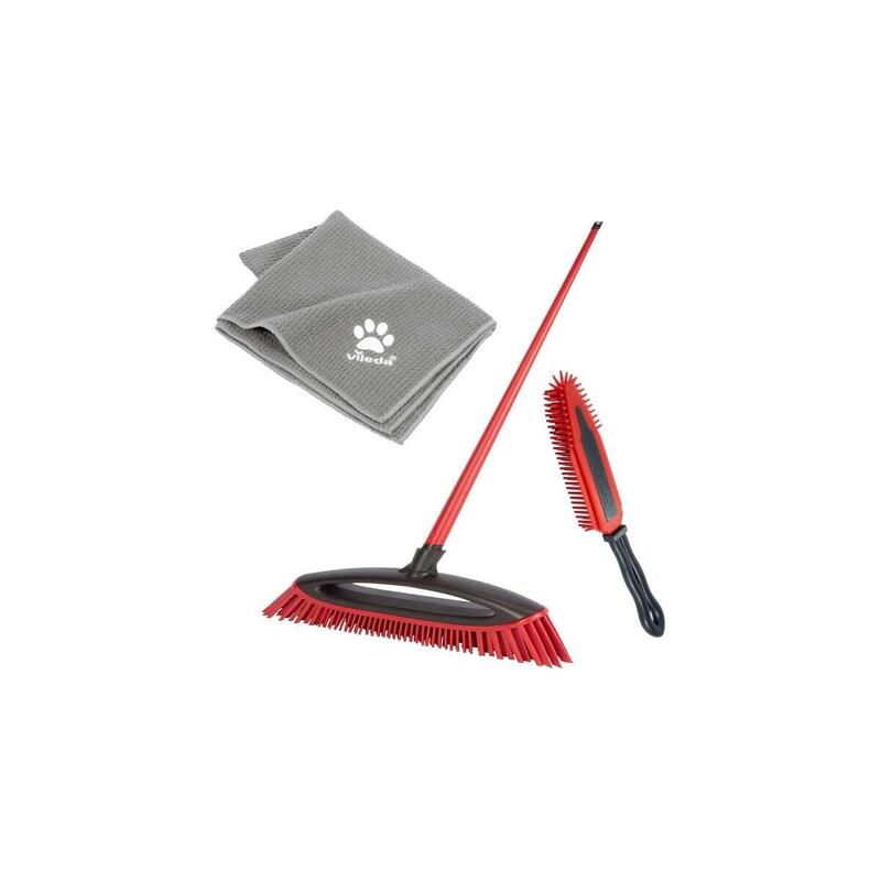 Vileda Caja Escoba Pet Pro Siempre Clean, Set 3 Piezas Rojo, Escoba Siempre Clean + Cepillo Electrostático Pet Pro + Toalla Microfibra Pet Pro Xl 175388