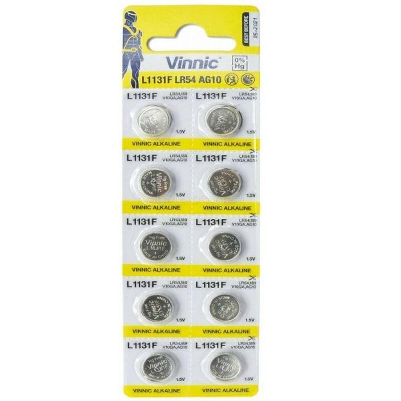 Vinnic Pila Boton Alcalina Ag10 L1131f Lr54 1,5v Blister*10