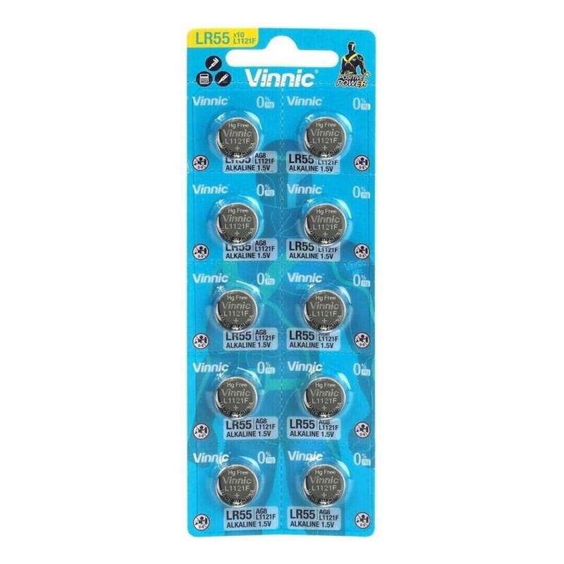 Vinnic Pila Boton Alcalina Ag8 L1121f Lr55 Blister*10