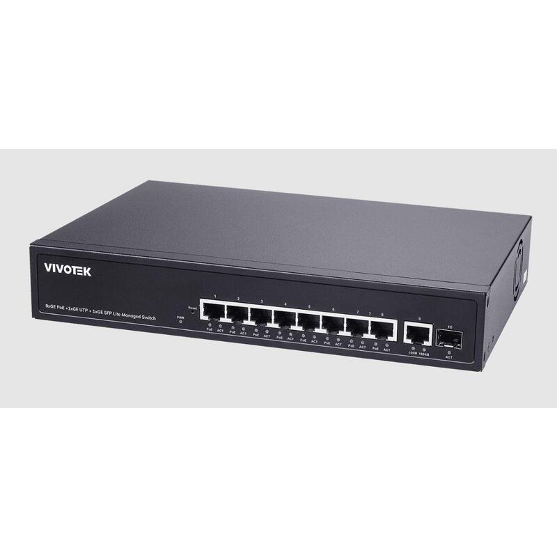 Vivotek Aw-Gel-105a-110 Poe Switch, 8xge Poe + 1xge Utp + 1xge Sfp