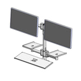 Wall Mounted Pole With Dual  Vesa And Printer -Black-