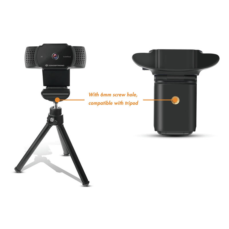 Webcam 2k Conceptronic Amdis  5mp Usb   3.6mm 30 Fps Angulo Vision 72º Microfono Integrado