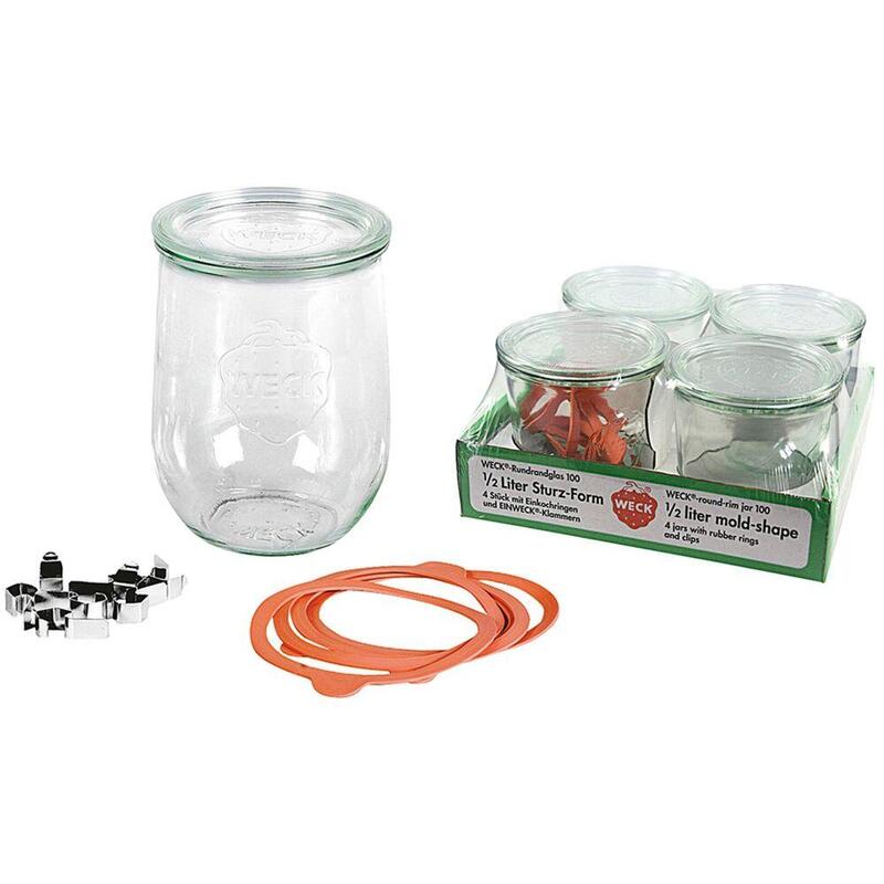 Weck Round Rim Jar Tulip 1,0l Set Of 4