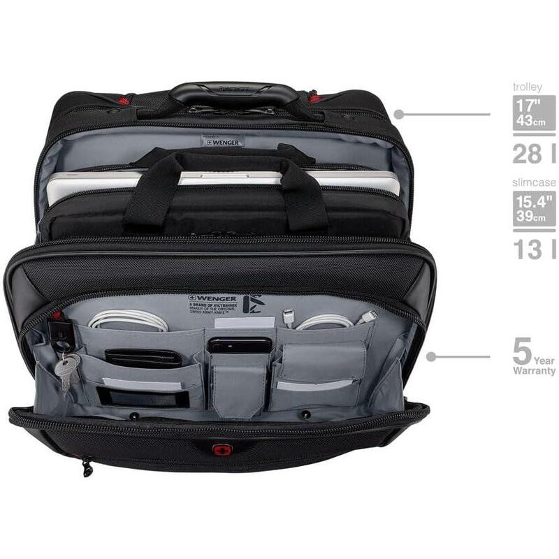 Wenger Potomac Trolley Para Portátil De Hasta 17 Pulgadas, Funda Extraíble Para Portátil De 15 Pulgadas, 23 L, Negro, 600661