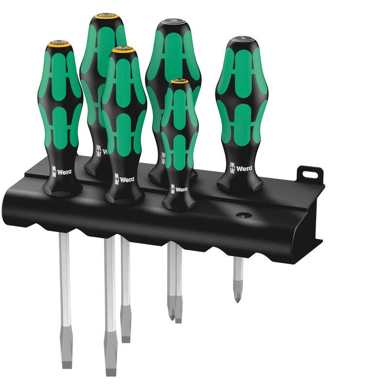 Wera 334/355 Sk/6 Screwdriver Set Kraftform Plus Lasertip+Rack