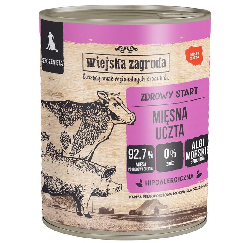Wiejska Zagroda Puppy Meat Feast - Comida Húmeda Para Perros - 800g