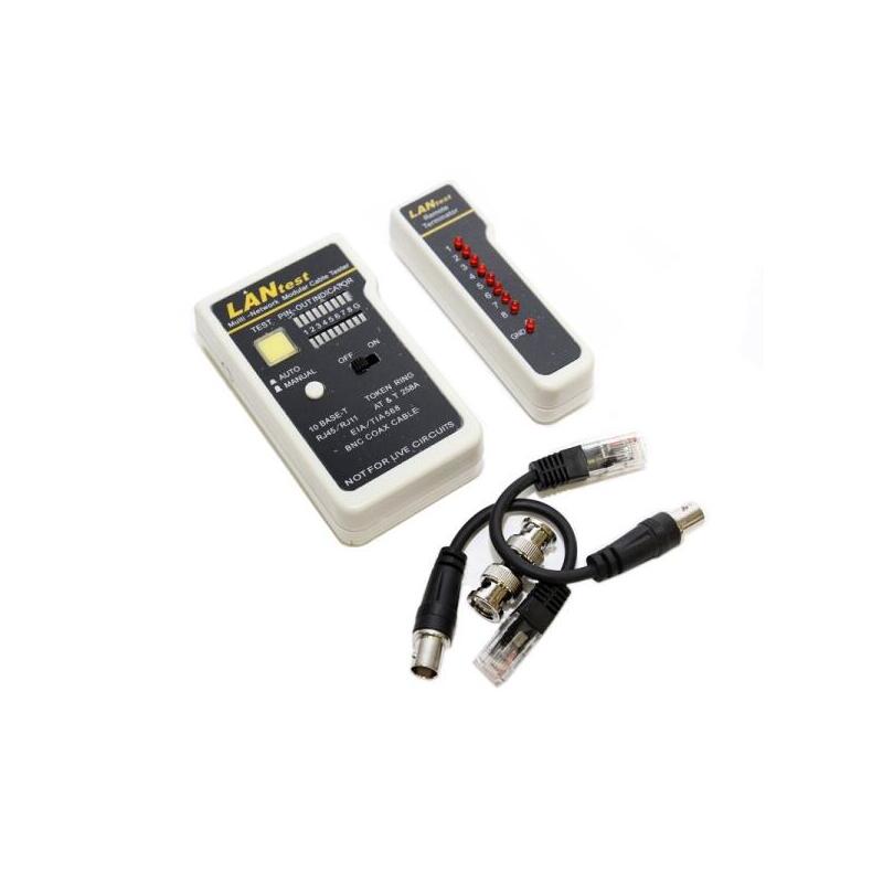 Wp Testeador De Red Rj11 / Rj12 / Rj45 / Bnc - Blanco Y Negro