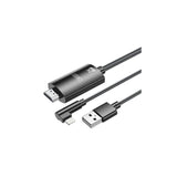 Xo Adaptador De Cable Lightning A Hdmi - Longitud De 1.8m - Soporte De Resolucion 2k(60hz)/1080p - Intercambio De Datos Y Audio - Fuente De Alimentacion Usb - Color Negro