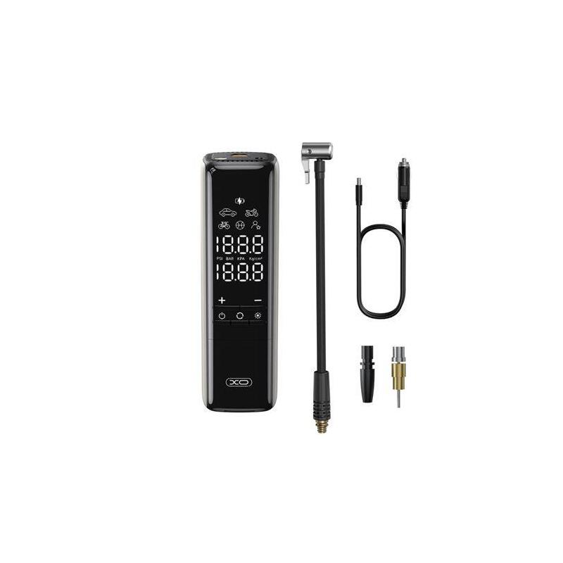 Xo Cz017 Inflador De Aire Portatil - Pantalla Lcd - 3 Bocas - 12v - Negro