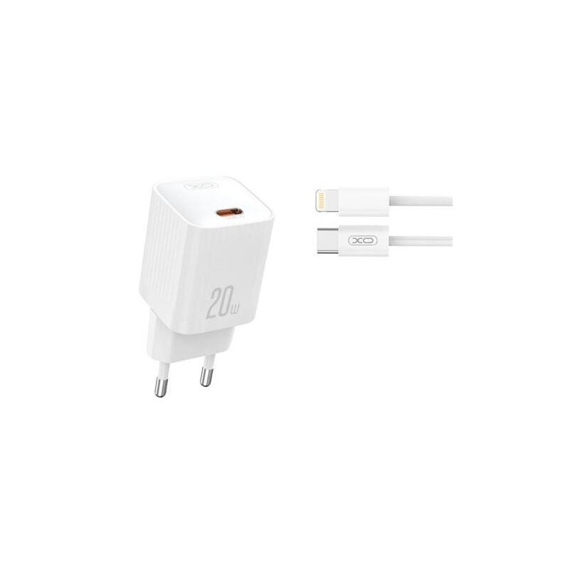 Xo L146 Cargador De Corriente 20w - Usb-C - Pd 3.0 Y Qc 3.0 - Incluye Cable Usb-C A Lightning - Blanco