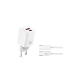 Xo L149 Cargador De Corriente 30w - Usb-A Y Usb-C - Alto Rendimiento - Incluye Cable Usb-C A Lightning - Blanco