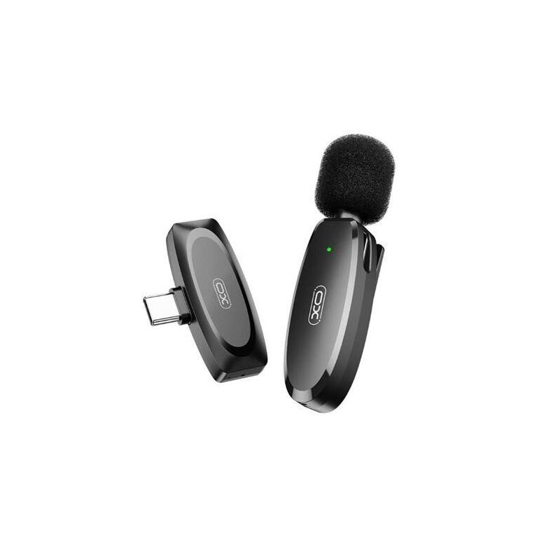 Xo Mkf08a Microfono Inalambrico De Solapa - Conector Tipo C - Autonomia Hasta 6 Horas - Alcance 10 Metros - Negro