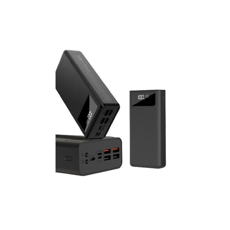 Xo Pr123 Powerbank 30000mah - 4 Salidas Usb-A - Entradas Microusb, Usb-C Y Lightning - Pantalla Lcd - Funcion Linterna - Carga Rapida - Resistente