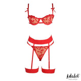 Zoey Set Sujetador, Tanga Y Liguero Con Corazones Rojo Talla (Interno):S/M
