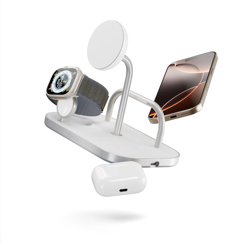 Zens 4-In-1 Wireless Charger (Incl. Wall Charger) - White