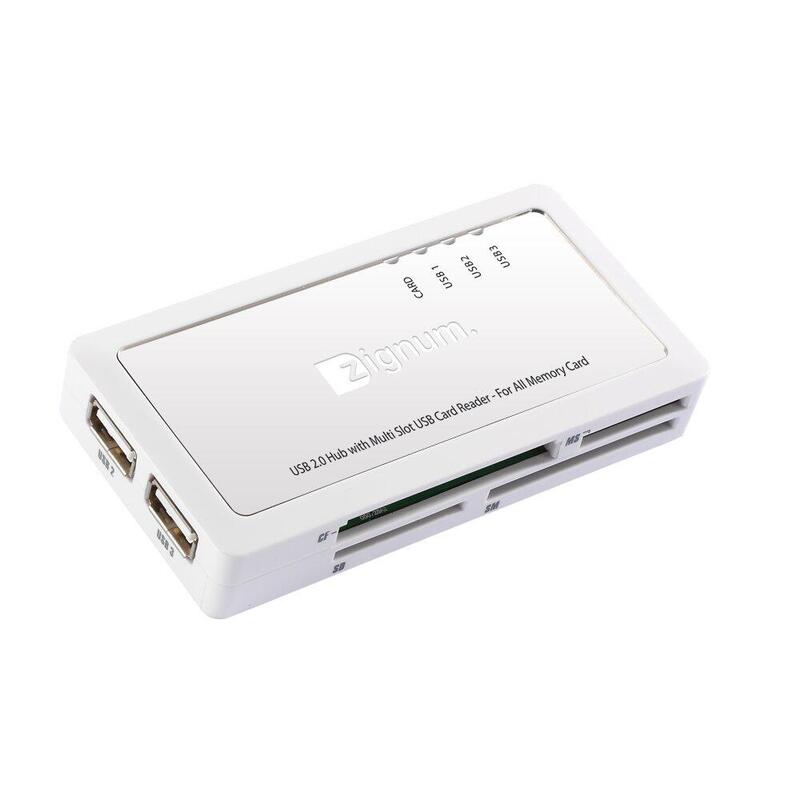 Zignum Card Reader + Hub X 3 Usb 2.0. Blanco