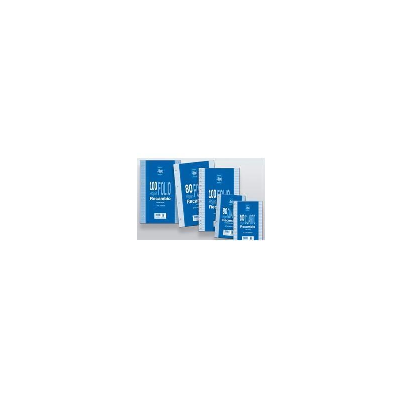 Zorrilla Recambio 100 Hojas A4 4 Taladros 90gr Cuadros 4x4 Papel Blanco