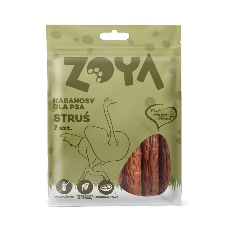 Zoya Ostrich  Meat Sausages - Premio Para Perros - 7 Uds.